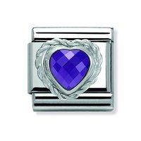 Nomination Composable Classic Faceted Purple Zirconia Heart Charm