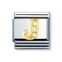 Nomination Composable Classic 18ct Gold and Zirconia Letter J Charm