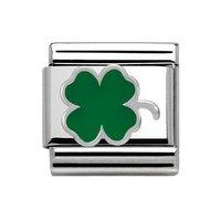 Nomination Composable Classic Silver and Green Enamel Clover Charm