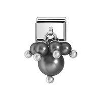 Nomination Composable Classic Silver and Black Hanging Pearls Charm