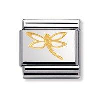 nomination composable classic 18ct gold and white enamel dragonfly cha ...