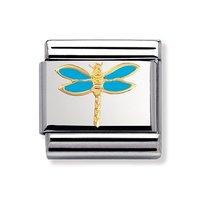 nomination composable classic 18ct gold and blue enamel dragonfly char ...