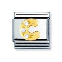 nomination composable classic 18ct gold and zirconia letter c charm