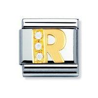 Nomination Composable Classic 18ct Gold Letter R Zirconia Charm