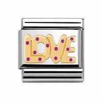 nomination composable classic gold and enamel pink love charm