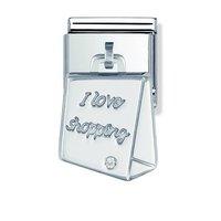 Nomination Composable Silver \'I Love Shopping\' Bag Drop Charm