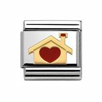 Nomination Composable Classic Gold and Enamel Red House Heart