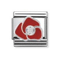 Nomination Composable Classic Silver and Zirconia Red Enamel Flower Charm