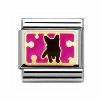 nomination composable classic gold and enamel pink and black dog charm