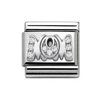 Nomination Composable Classic Silver and White Cubic Zirconia Pavé Mom Charm