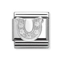 Nomination Composable Classic Silver and Zirconia Horseshoe Charm