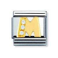 Nomination Composable Classic 18ct Gold Letter M Zirconia Charm