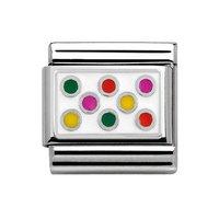 Nomination Composable Classic Silver and White Enamel Charm with Multi Coloured Dots