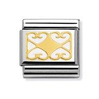 Nomination Composable Classic 4 White Hearts Plaque Charm