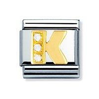 Nomination Composable Classic 18ct Gold and Zirconia Letter K Charm