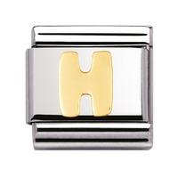 Nomination -18ct Gold Initial \'H\' Link Charm 030101/08