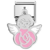 Nomination - Sterling Silver With Enamel \'Angel With Flower\' Charm 031700/30