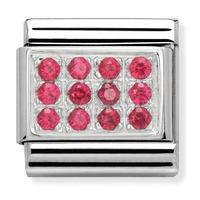 nomination pave cz sterling silver red charm 33030702