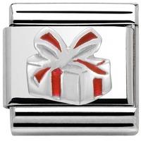 nomination enamel and sterling silver red gift box charm 33020406