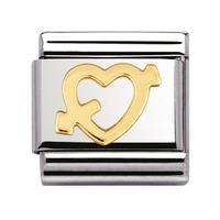 Nomination - Stainless Steel With 18ct Gold \'Heart With Arrow\' Charm 030116/09