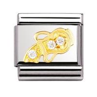 nomination stainless steel with 18ct gold and cz aquarius charm 032302 ...