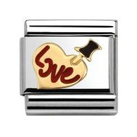 Nomination - Enamel And 18ct Gold \'Pinned Heart \' Charm 030283/09