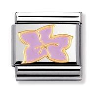 nomination stainless steel with enamel and 18ct gold hibiscus flower c ...