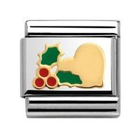 nomination stainless steel with enamel and 18ct gold heart with holly  ...