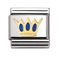 nomination stainless steel with enamel and 18ct gold kings crown charm ...