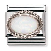 nomination white opal stone with sterling silver charm 03050907