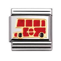 Nomination - Stainless Steel With Enamel And 18ct Gold \'London Bus\' Charm 030210/19