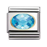 Nomination - CZ & 18ct Gold \'Light Blue\' Charm 030601/006