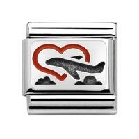 Nomination - Enamel And Sterling Silver \'Heart With Plane \' Charm 330208/02