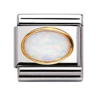 Nomination - Oval Hard Stones And Gold 18ct \'White Opal\' Charm 030502/07