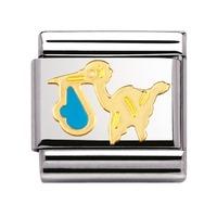 Nomination - Stainless Steel With Enamel And 18ct Gold \'Blue Stork\' Charm 030208/20