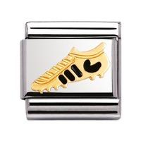 Nomination - Stainless Steel With Enamel And 18ct Gold \'Black Football Boot\' Charm 030204/20