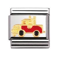 Nomination - Stainless Steel With Enamel And 18ct Gold \'Firefighter Truck\' Charm 030210/04