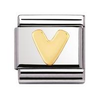 Nomination - 18ct Gold Initial \'V\' Charm 030101/22