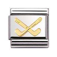 nomination stainless steel with 18ct gold hockey club charm 03010607