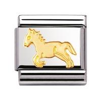 nomination stainless steel with 18ct gold horse charm 03011209