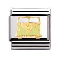 Nomination - Stainless Steel With Enamel And 18ct Gold \'VW Camper Van\' Charm 030270/03