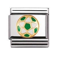 Nomination - Stainless Steel With Enamel And 18ct Gold \'White-Green Ball \' Charm 030204/41