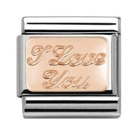 nomination classic 9ct rose gold i love you charm 43010130