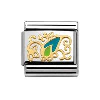 Nomination Cashmere Blue & Green Enamel & 18ct Gold Drop Charm 030281/30