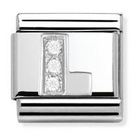 nomination cz and sterling silver l charm 33030112