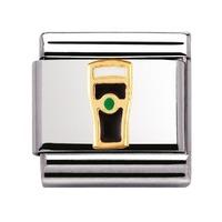 nomination enamel and 18ct gold guiness charm 03025004