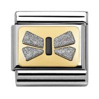 nomination elegance silver grey bow charm 03028043