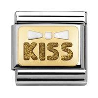 Nomination 18ct Gold White Bow & Kiss In Gold Charm 030280/35
