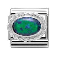 nomination green opal stone with sterling silver charm 03050926
