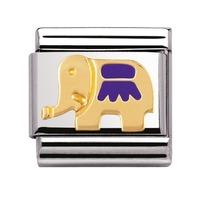 Nomination - Stainless Steel With Enamel And 18ct Gold \'Purple Elephant\' Charm 030212/26